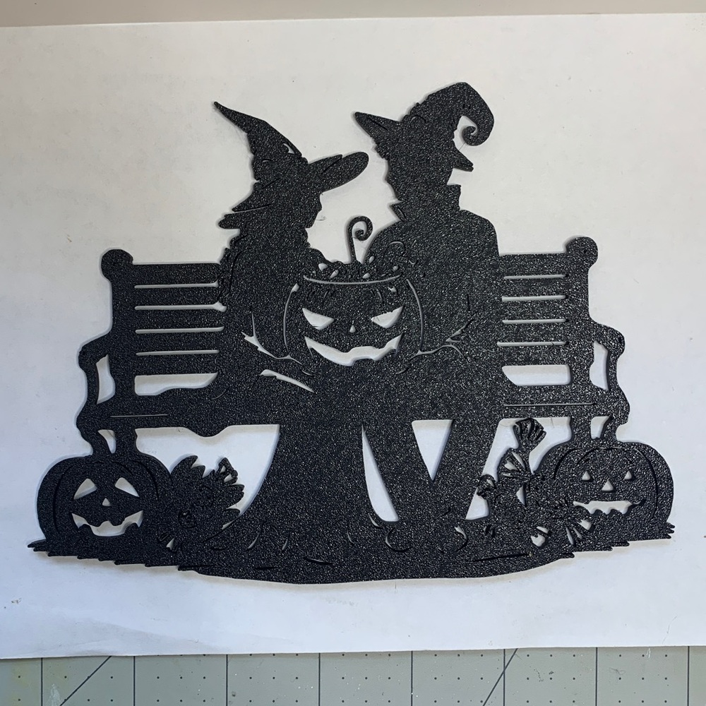 Spooky Lovers Black Witch and Wizard Silhouette Decor